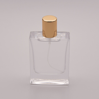 bottiglia di profumo di vetro piano 50ml con il piccolo cappuccio dell'oro