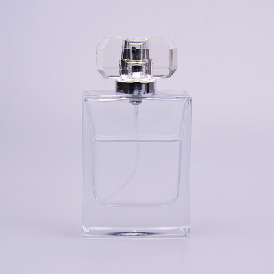 bottiglia di profumo di vetro piano 50ml con il chiaro cappuccio di Syrlyn